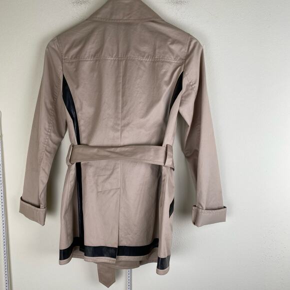 Theory Cliffa Jacket Size Small Khaki Double Breasted Trench Belted Cotton - Picture 9 of 14